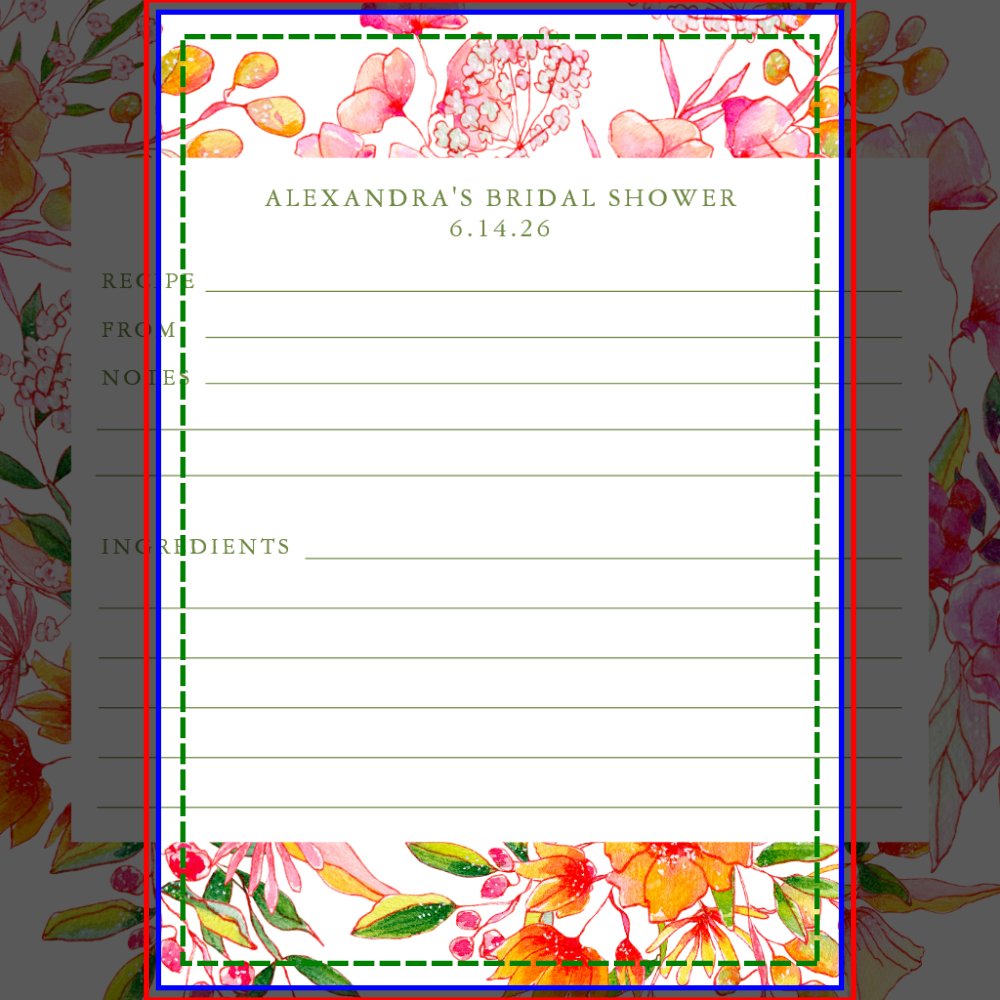 Cute Modern Pink Orange Flowers Shower Recipe Card