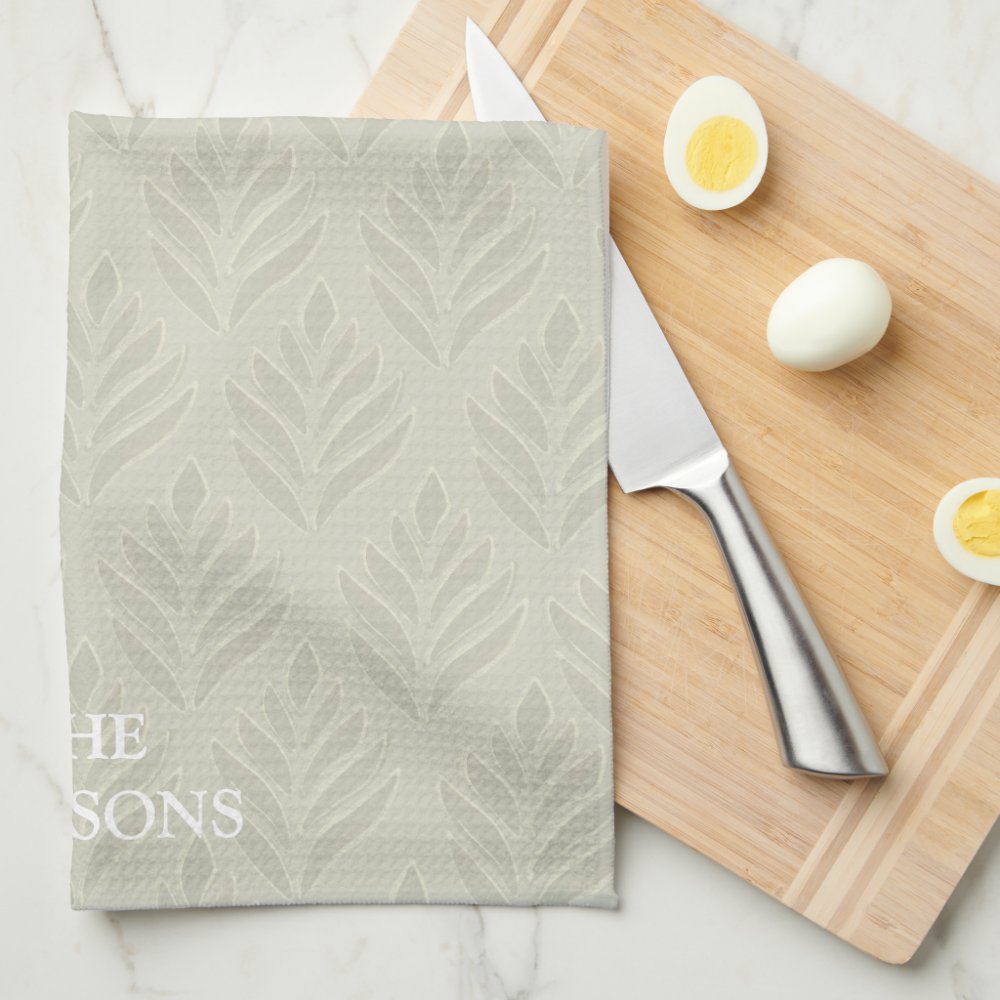 Timeless Elegant Olive Green Botanical Custom Kitchen Towel