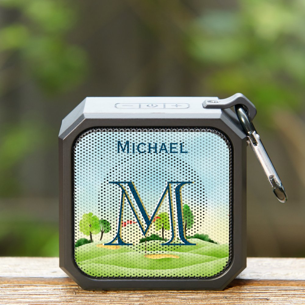 Custom Monogram Name Scenic Golf Course Bluetooth Speaker