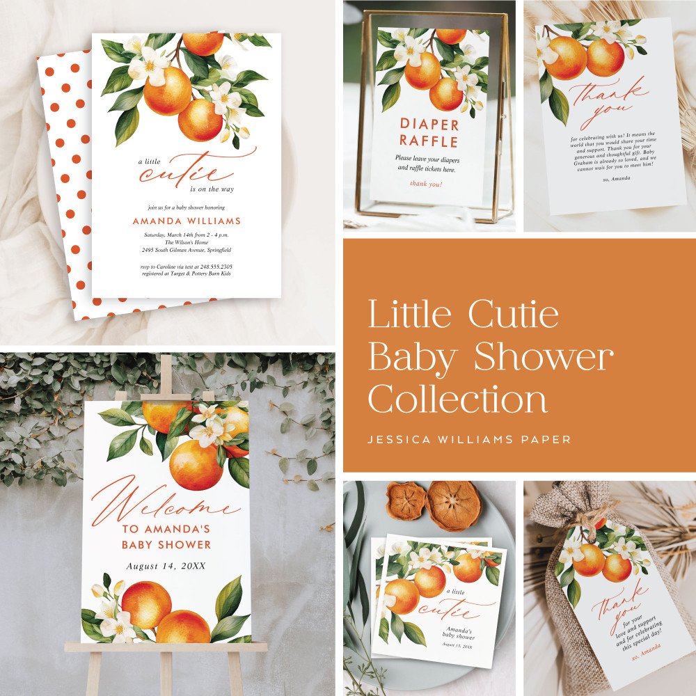 Little Cutie Orange Baby Shower Paper Placemats