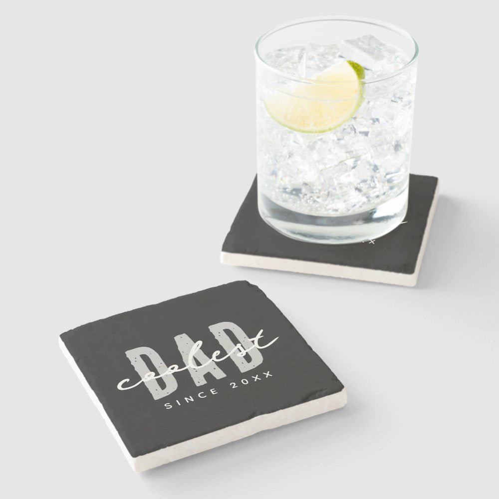 Coolest Dad Since 20XX Modern Simple Preppy Stone Coaster