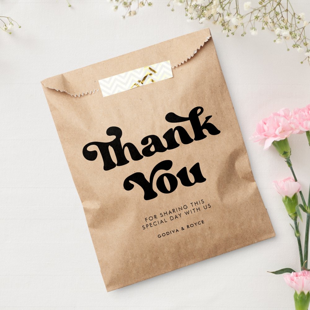 Stylish retro black & white wedding favor bag