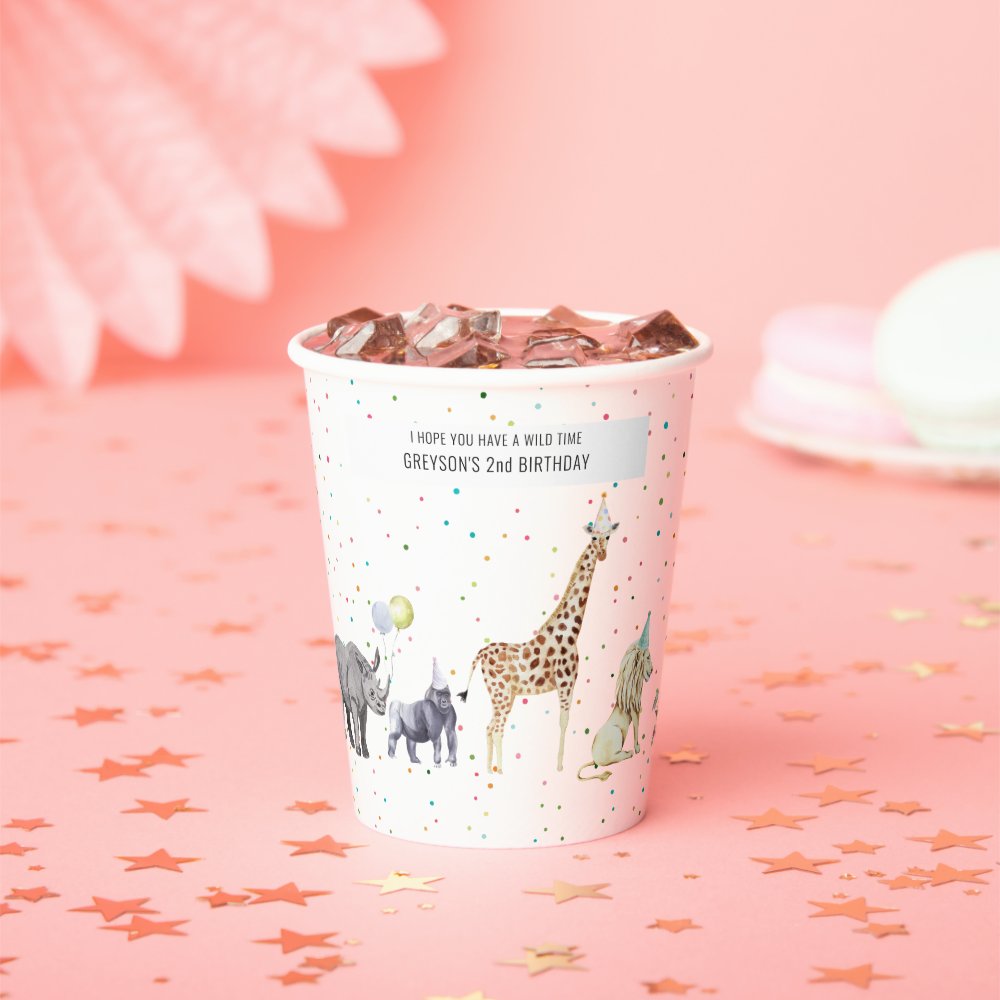 Modern Simple Party Animal | Wild Animal Birthday  Paper Cups