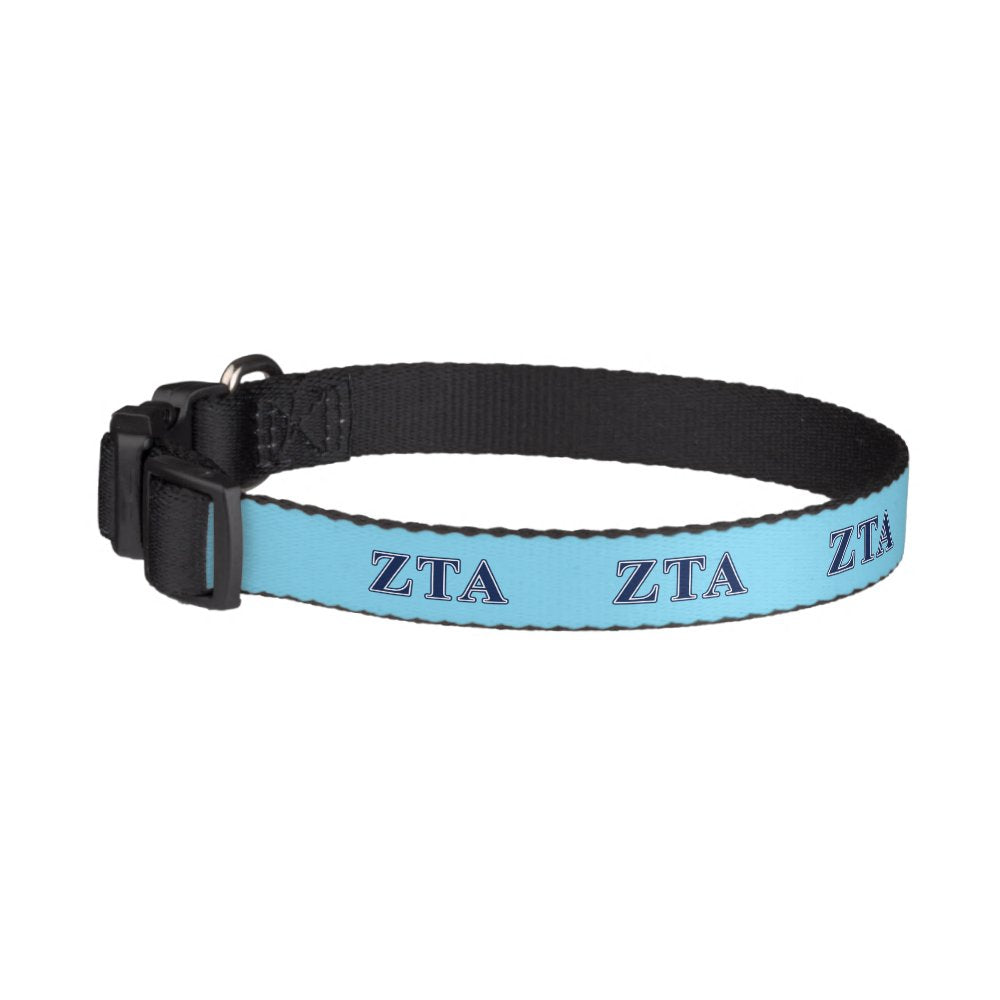 Zeta Tau Alpha Navy Letters Pet Collar