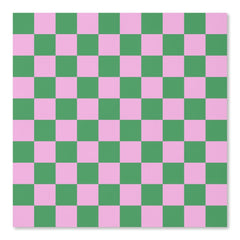 Preppy Retro Pink and Green Geometric Checkerboard Wallpaper
