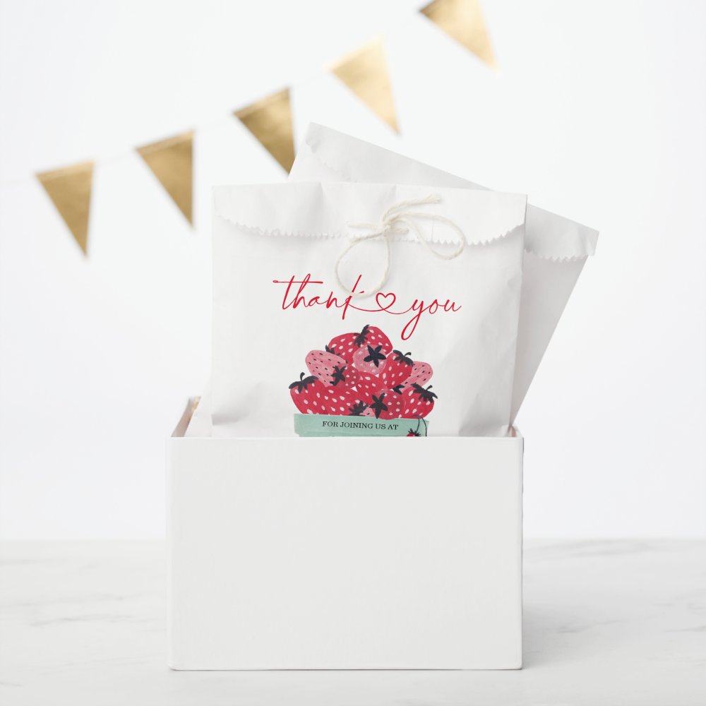 Berry Sweet Baby Shower Favor Bag Strawberry