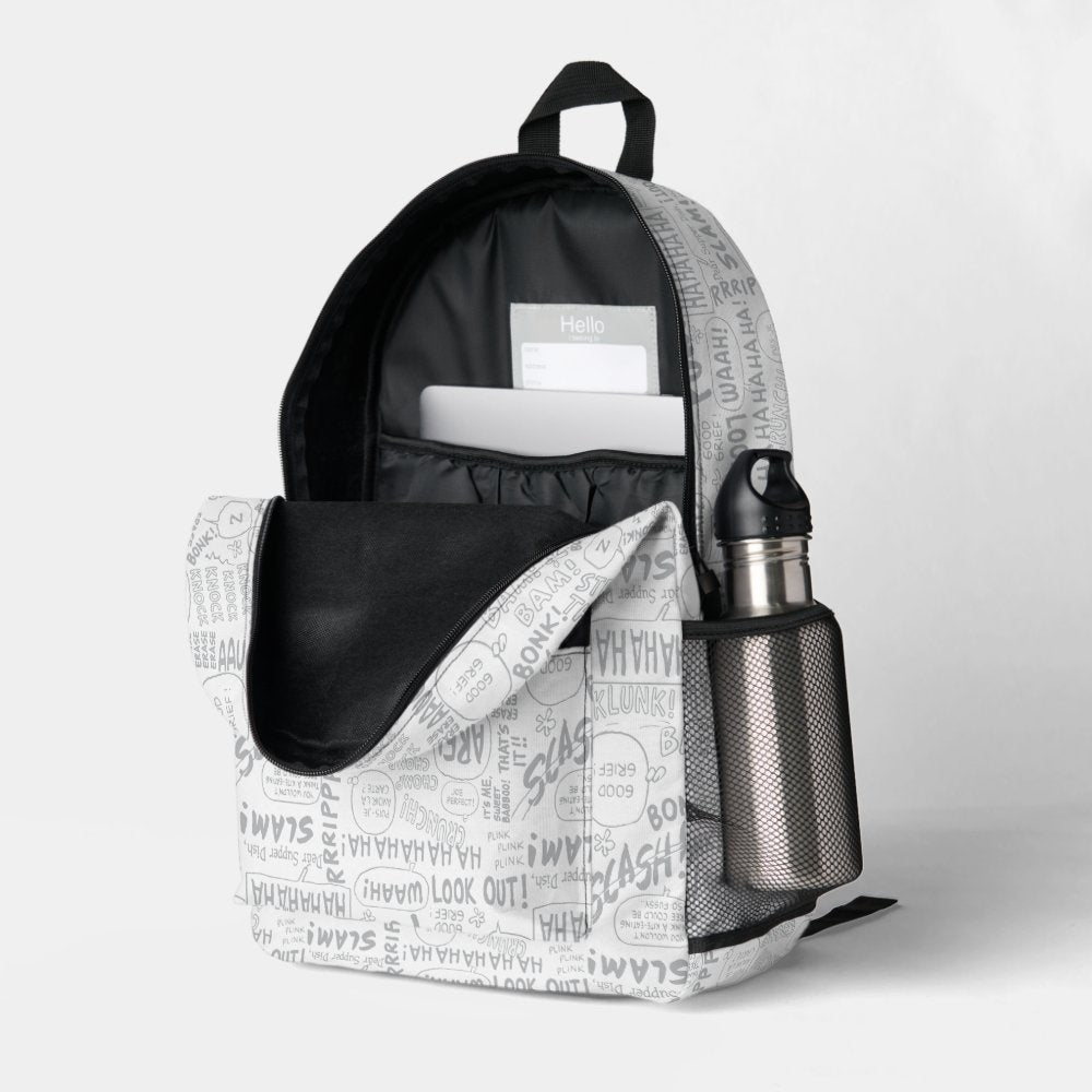 PEANUTS | Snoopy on Black White Comics Printed Backpack