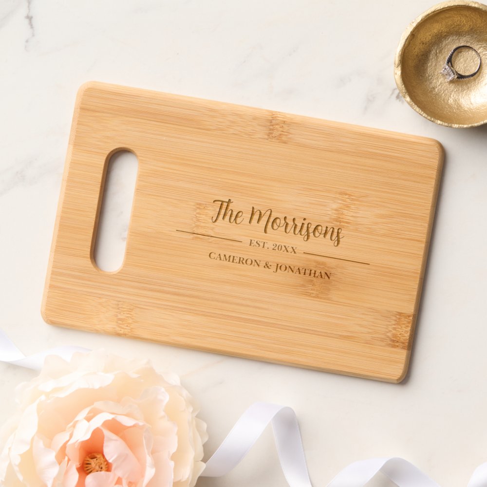 Simple Script Calligraphy, Personalized Names Engraved Cutting Board