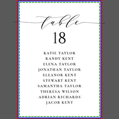 Black Minimalist Script Wedding Table Seating Invitation