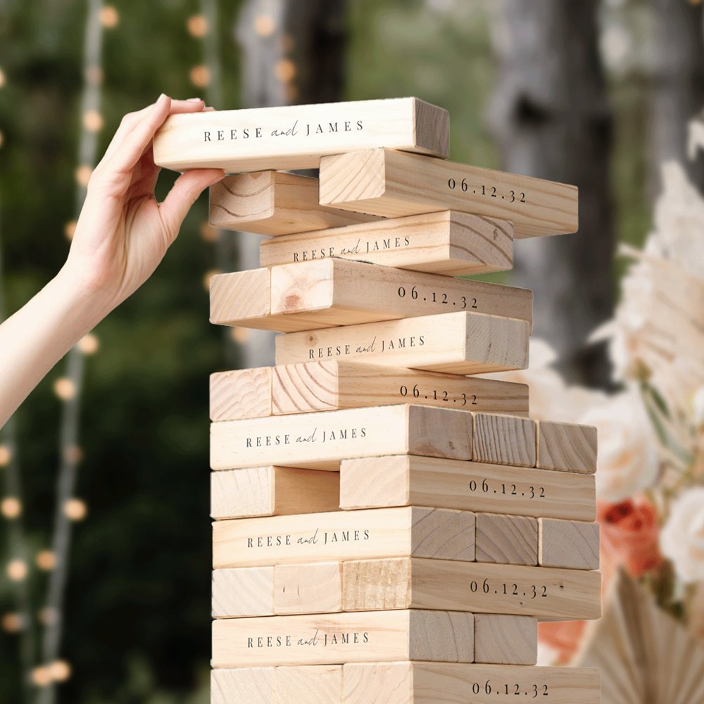 Inline | Modern Minimal Personalized Wedding Topple Tower