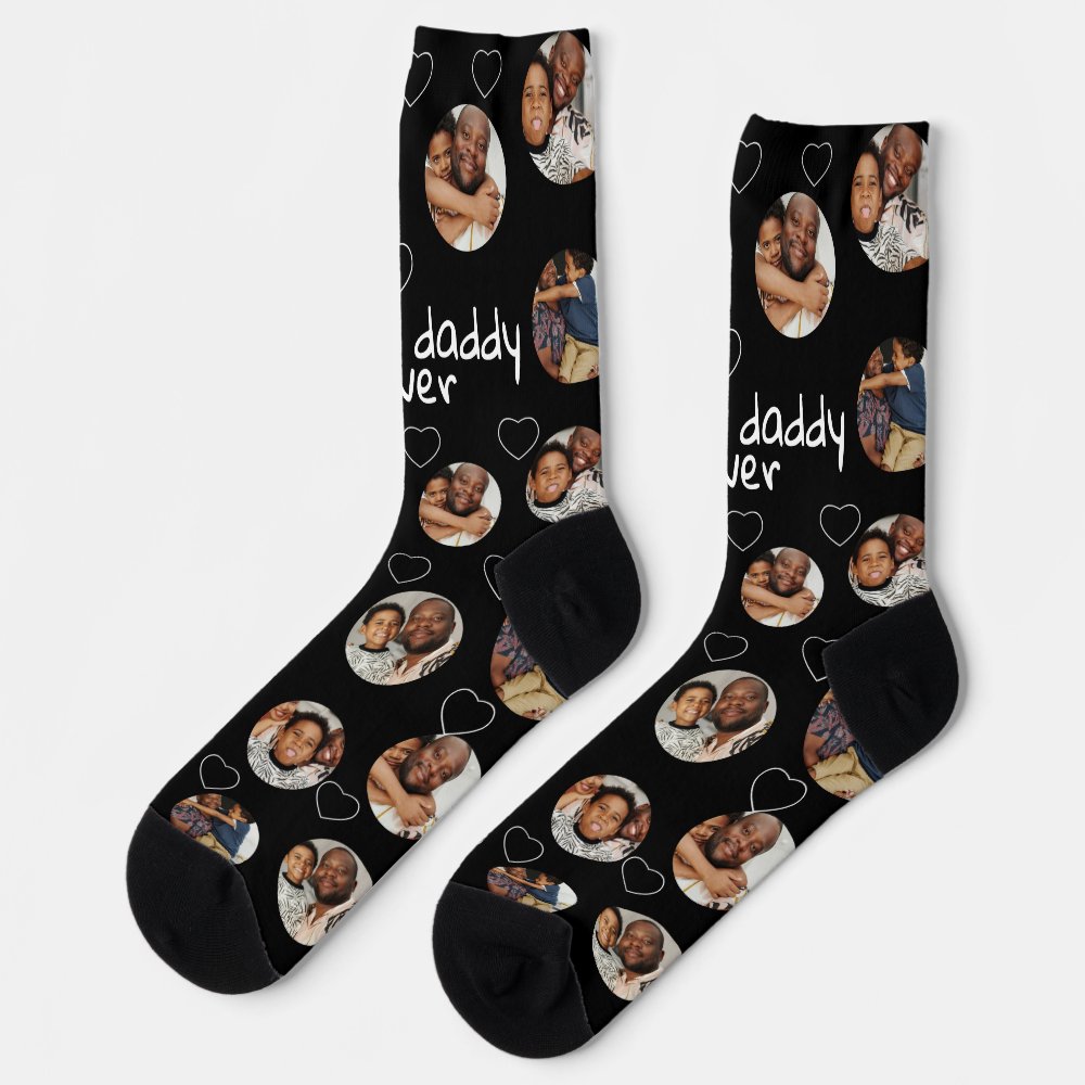 4 Photo Collage Best Daddy Ever Socks