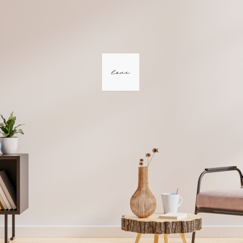 simple black white hand written love art poster