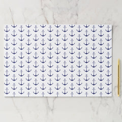 Nautical anchor navy blue & white paper placemats
