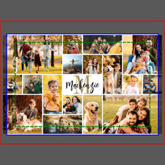 Modern 17 Photo Collage Monogram Script Name Hanging Tapestry