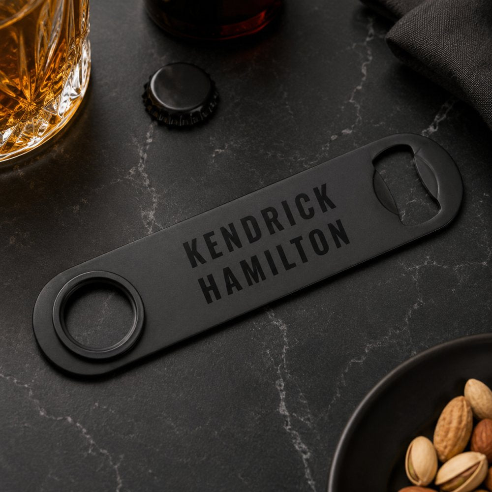 Bar Key | Personalized Black Bottle Opener Gift