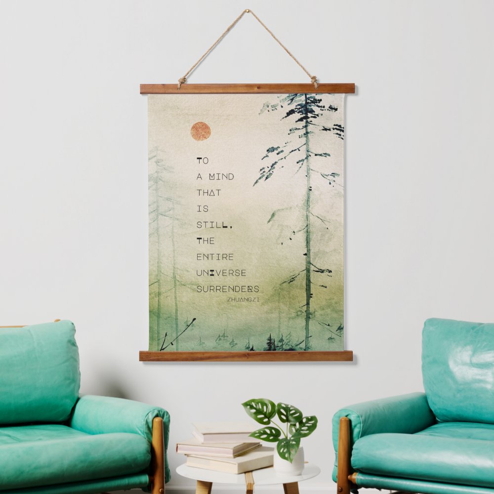 Motivational Zen Quote Asian Art Wood  Hanging Tapestry