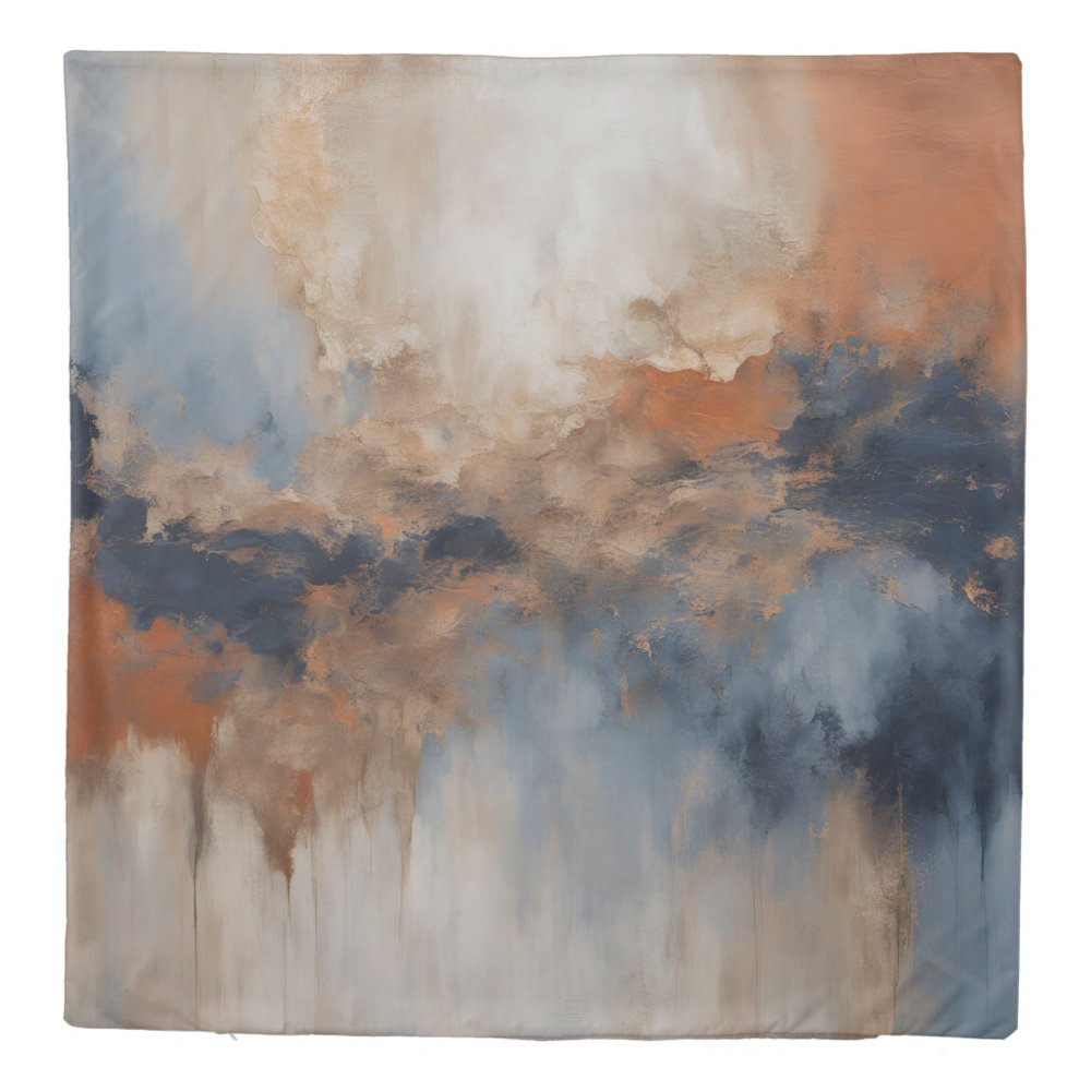 Dusty Blue Burnt Orange Navy Abstract Duvet Cover