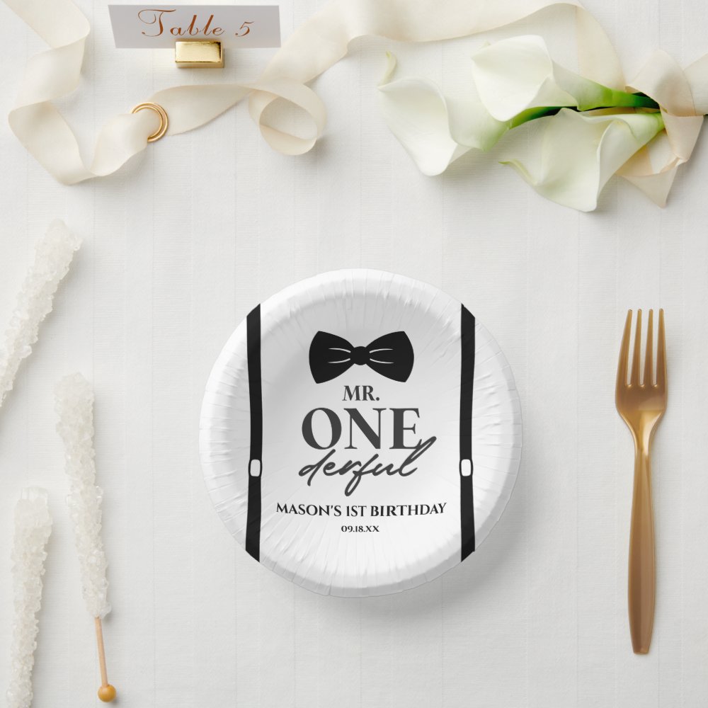 Mr. ONEderful Bowtie First 1st Birthday Party Paper Bowls