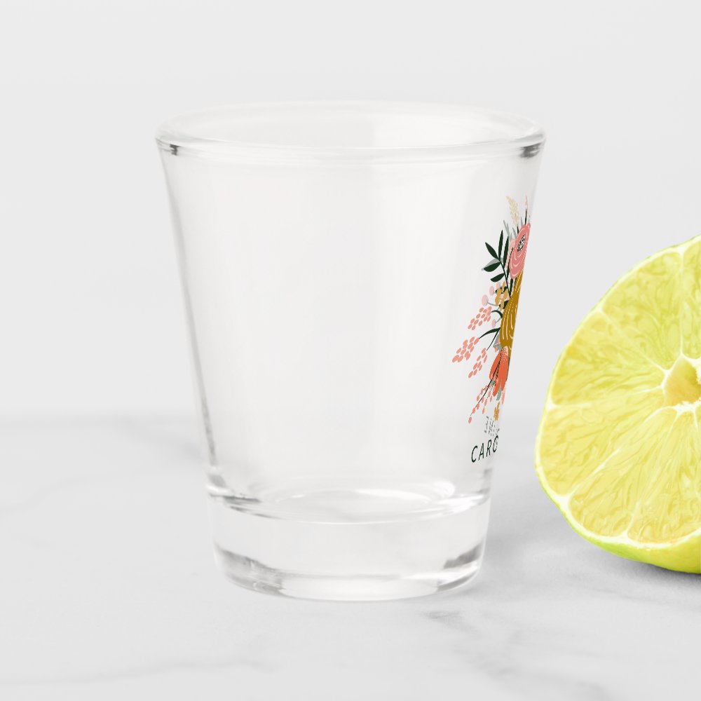 Simple Minimalist Botanical Flower Personalized    Shot Glass