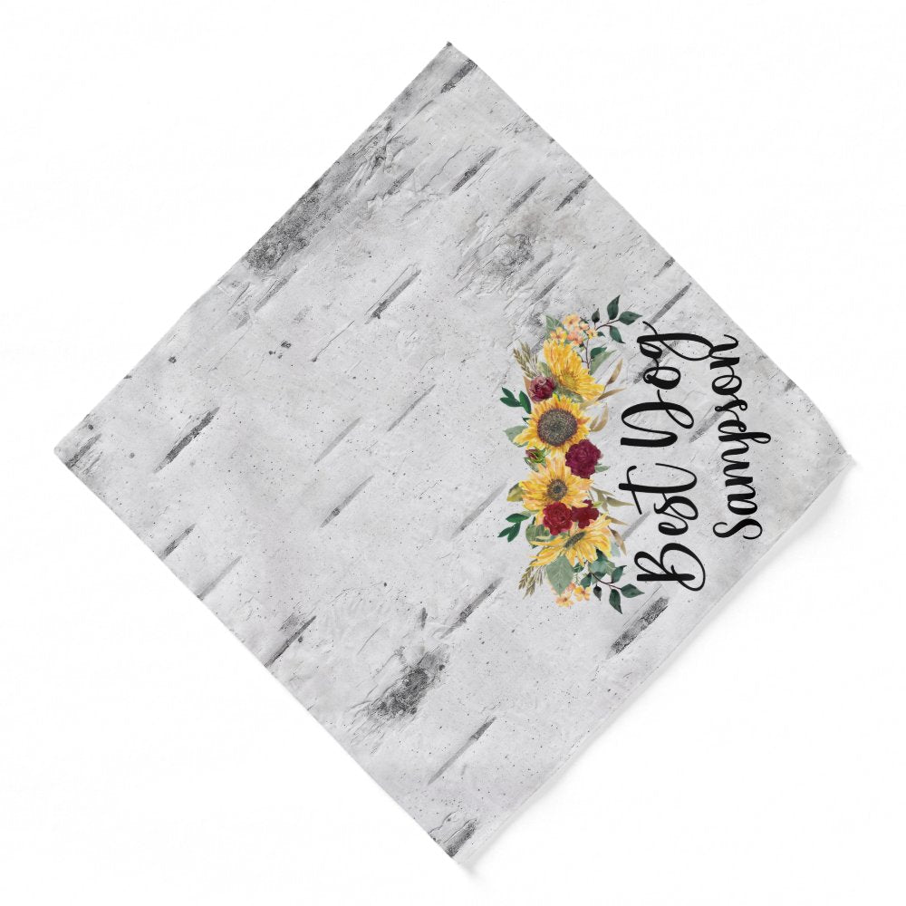Best Dog Wedding Pet  Personalized Sunflower Wood Bandana