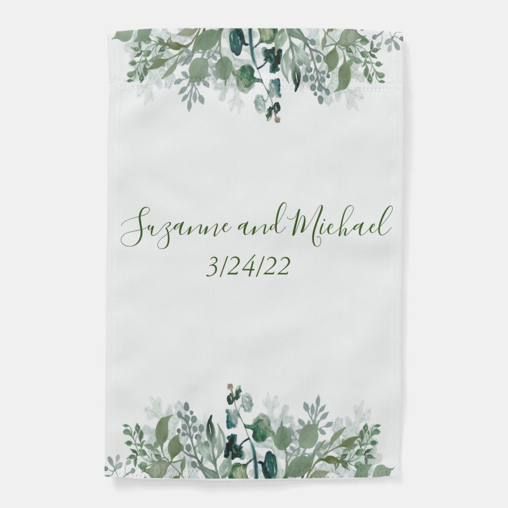 Wedding Elegant Leaves Greenery Foliage Garden Flag