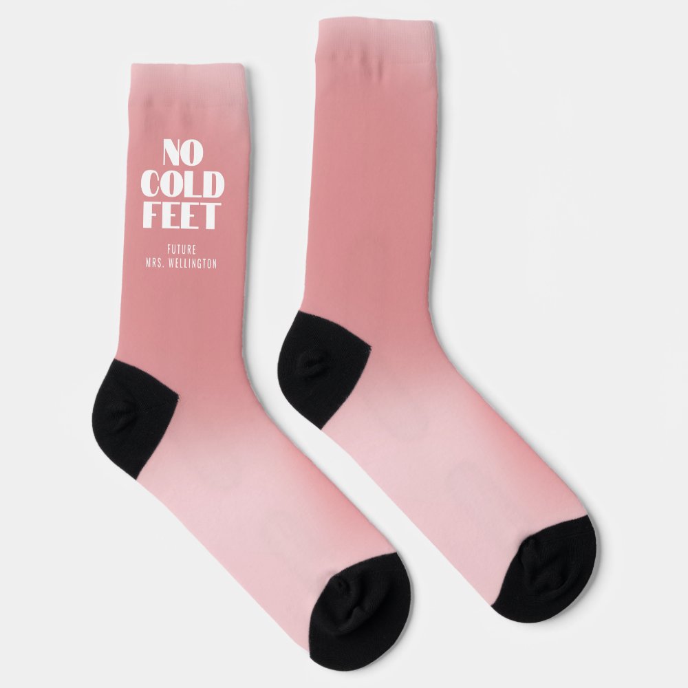 No Cold Feet Funny Pink Gradient Custom Bridal Socks
