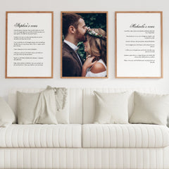 Married Couple's Wedding Vows & Photo Wall Art Sets