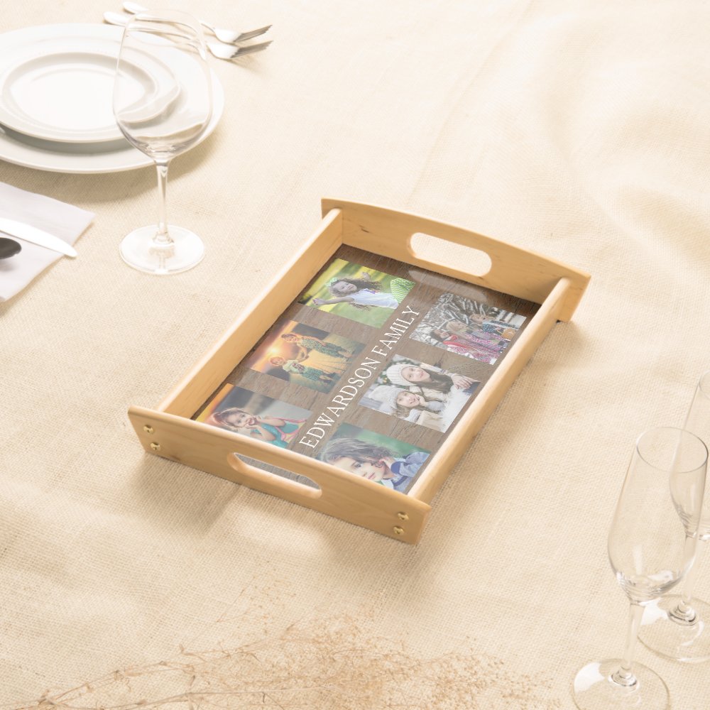 Create your own rustic family photo collage serving tray