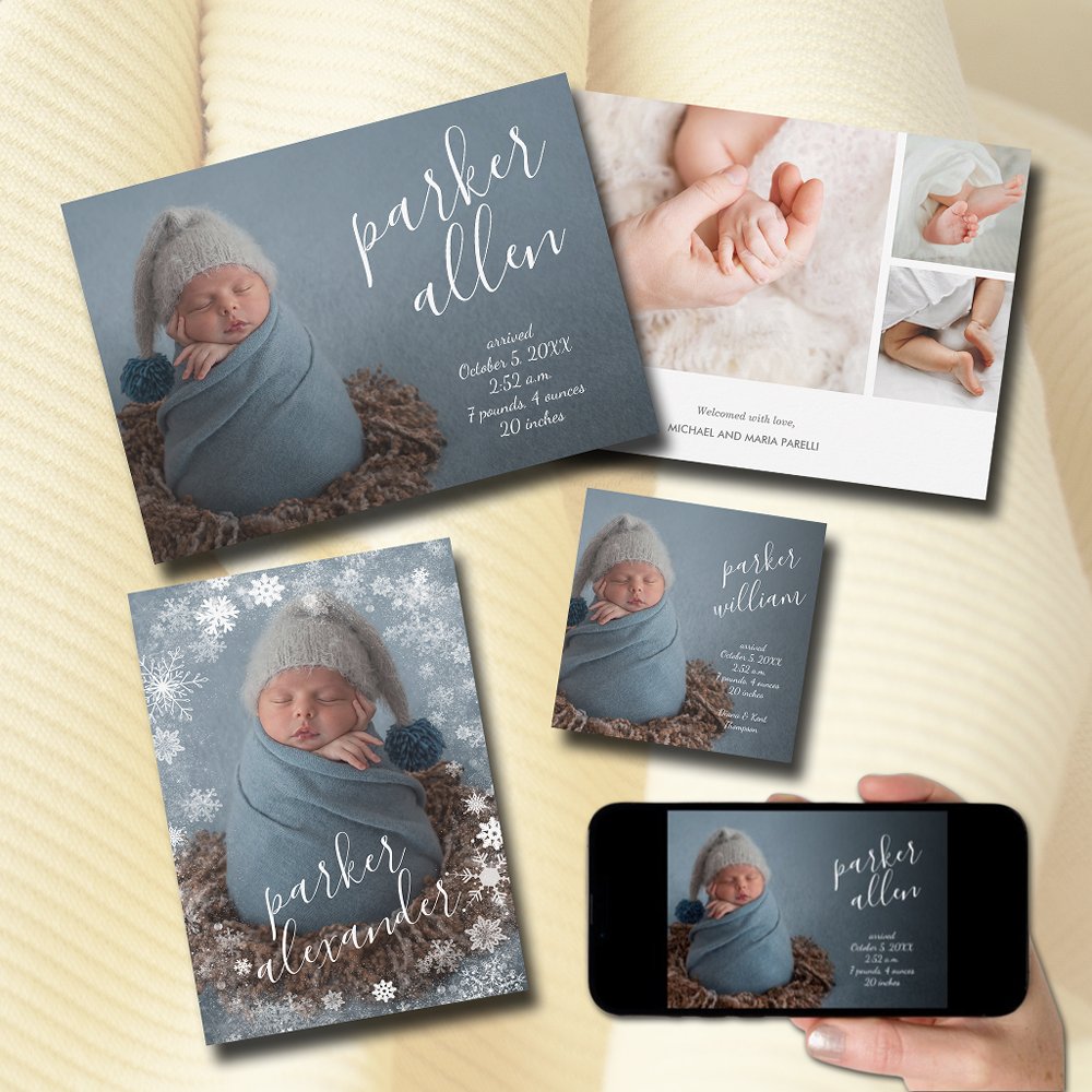 Elegant Baby Photo Birth Announcement Keepsake Plaque