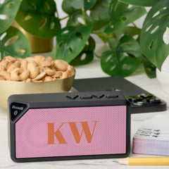 Modern Pink Orange Monogram Initials Personalized Bluetooth Speaker