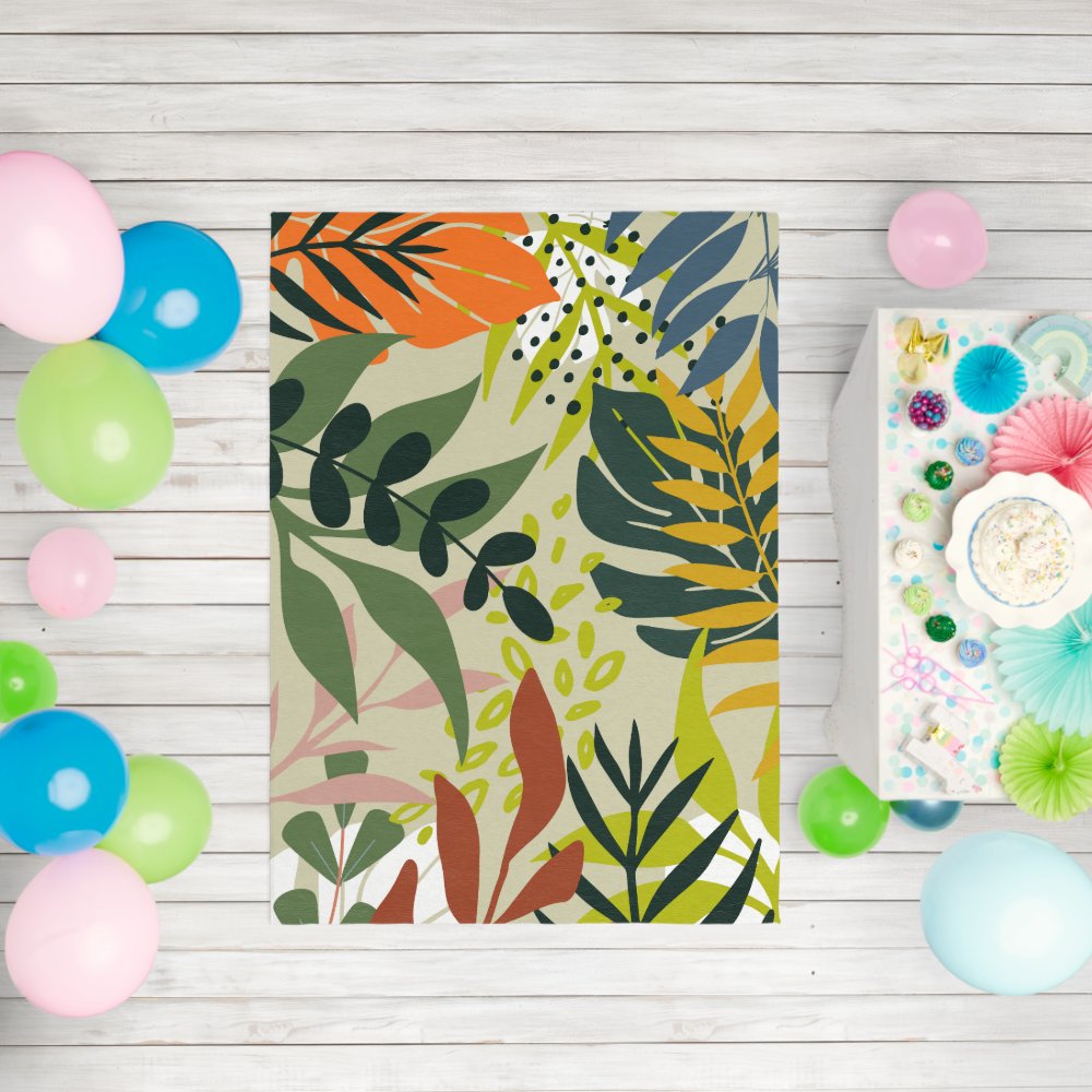 Modern Tropical leaves Contemporary Living area  Rug