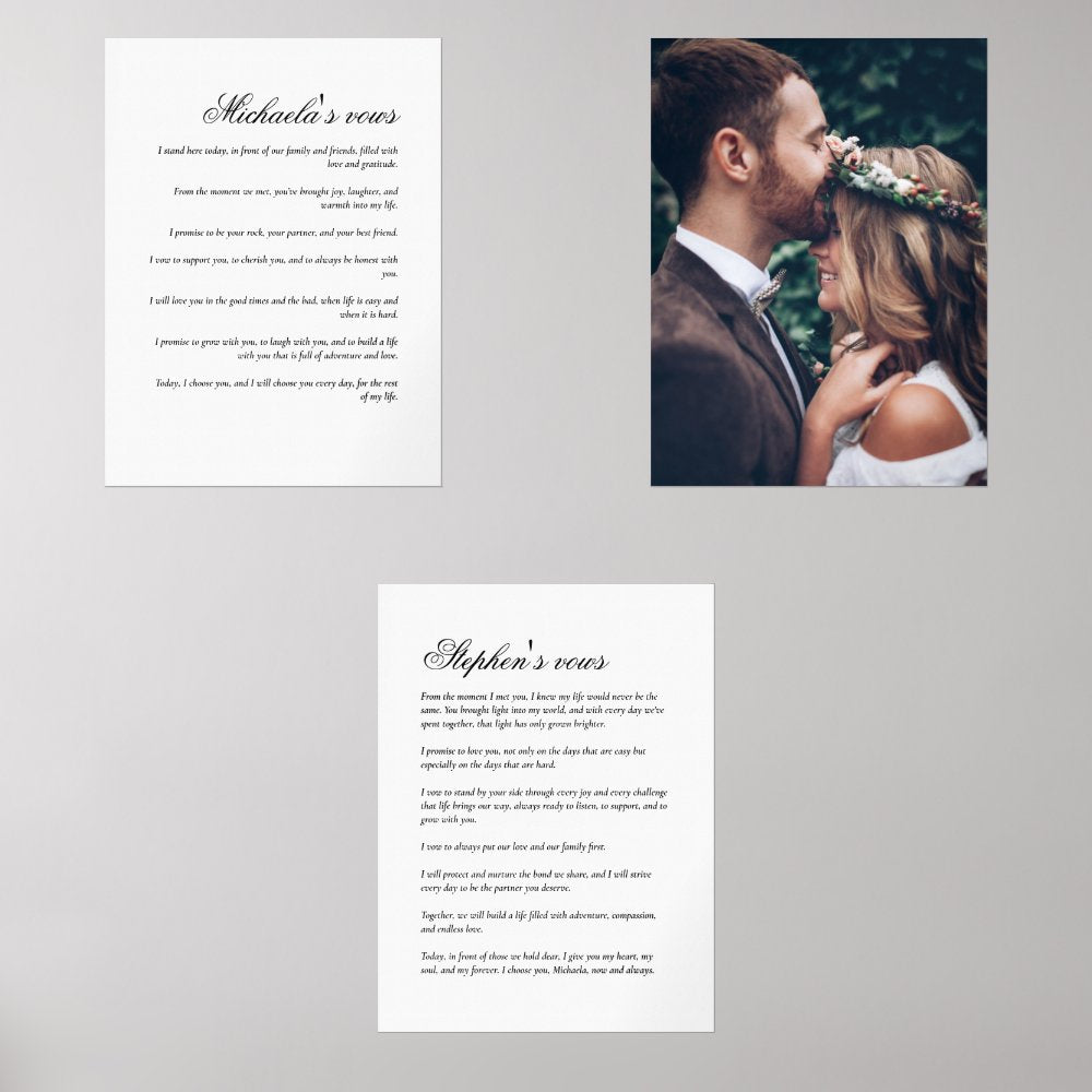 Married Couple's Wedding Vows & Photo Wall Art Sets