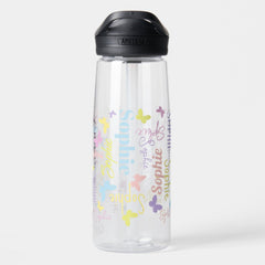 Muted rainbow butterflies custom name Sophie Water Bottle
