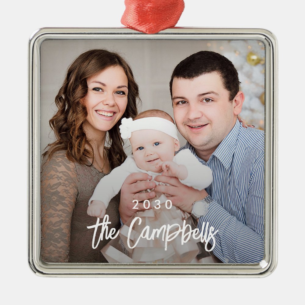 Modern Overlay Personalized Photo Ornament