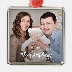 Modern Overlay Personalized Photo Ornament