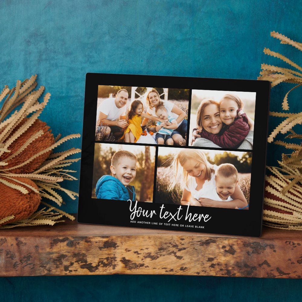 Custom Text Photo Collage Modern Family Keepsake Plaque