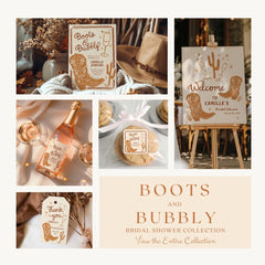 Western Boots and Bubbly Bridal Shower Table Card