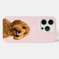 Personalized Pastel Pink Phone Case with Dog Photo