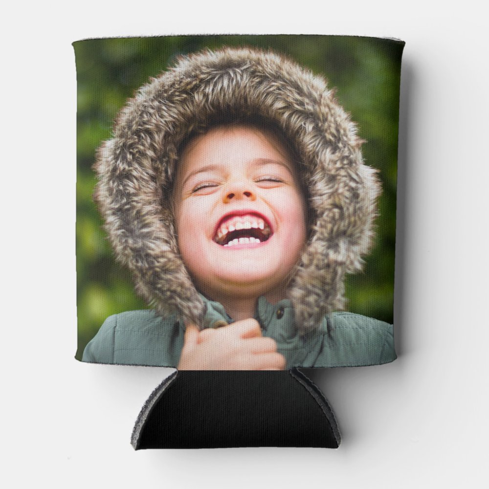Personalized 2 Photo Template Double Sided Can Cooler