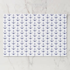 Nautical anchor navy blue & white paper placemats
