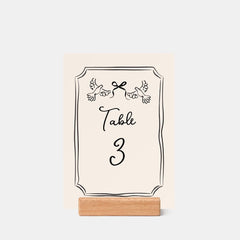 Minimal Hand-Drawn Doves Wedding Table Number Card Holder