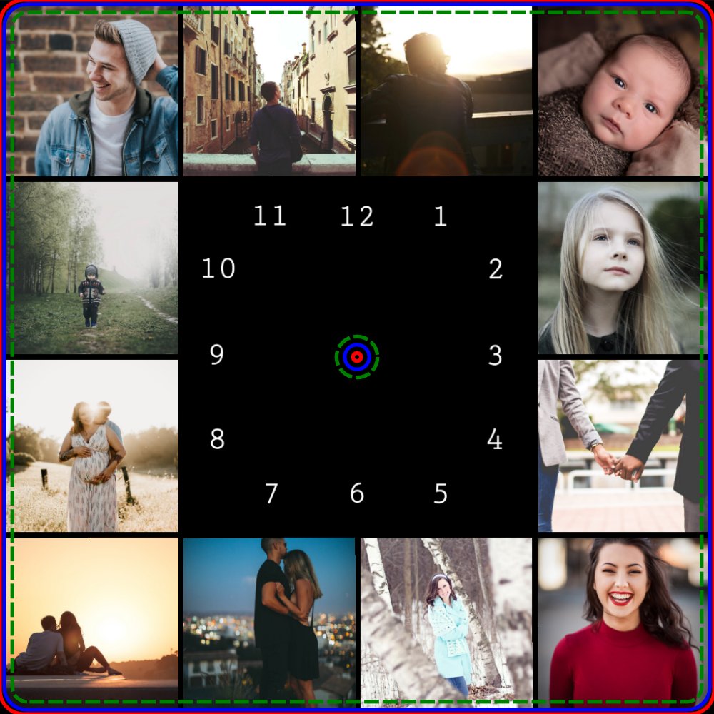 DIY Personalized 12 Photo Collage Template Square Wall Clock