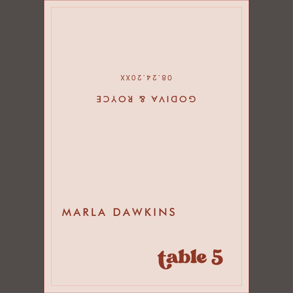 Stylish retro Peach Pink Wedding place card