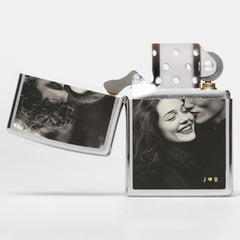 Custom Photo Modern Keepsake Monogram Gold Heart Zippo Lighter