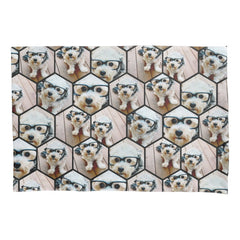 7 Photo Collage - funky hexagon pattern black Pillow Case