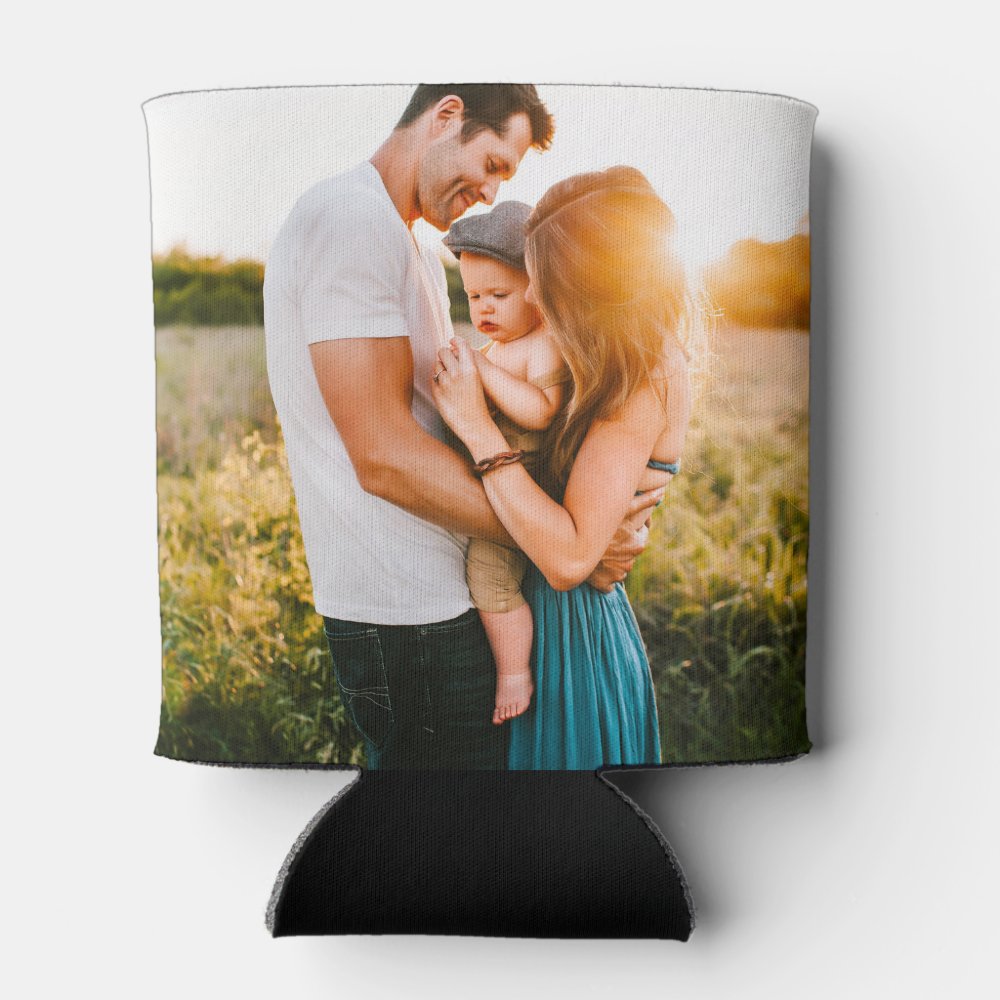 Personalized 2 Photo Template Double Sided Can Cooler