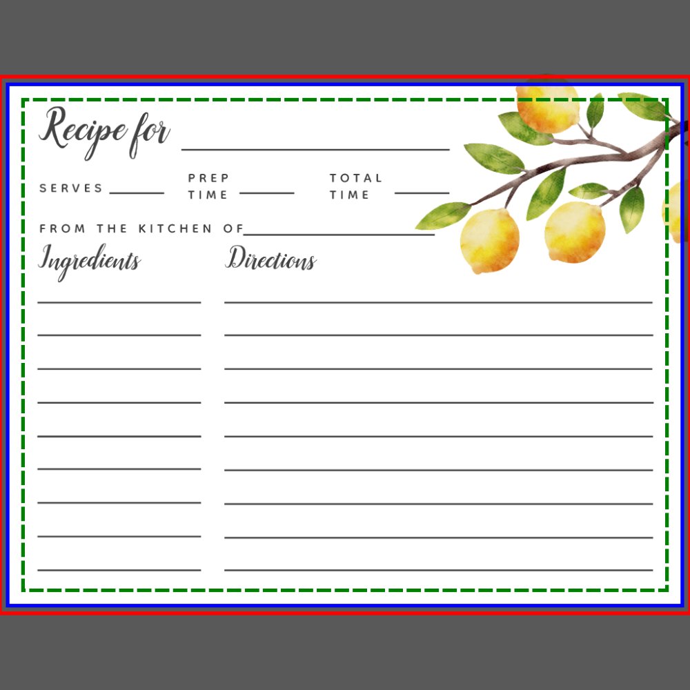 Lemon Tree Bridal Shower Recipe Card