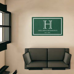 Monogram Family Year Established Forest Green Rug