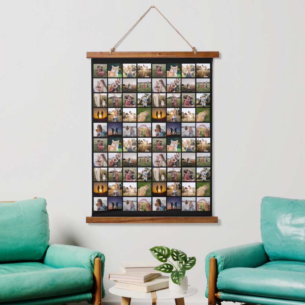 Personalized 80 Photo Collage Hanging Tapestry