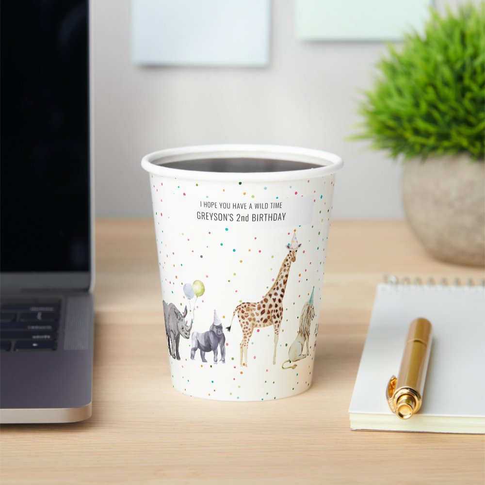 Modern Simple Party Animal | Wild Animal Birthday  Paper Cups